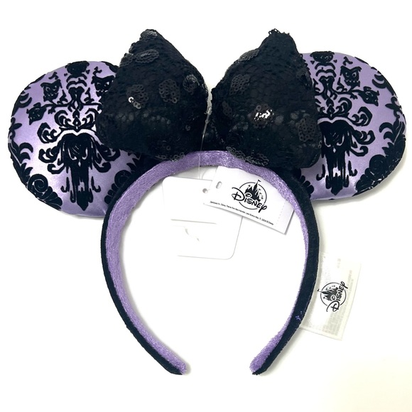 Disney Haunted Mansion Minnie Ears Headband Sequins NWT